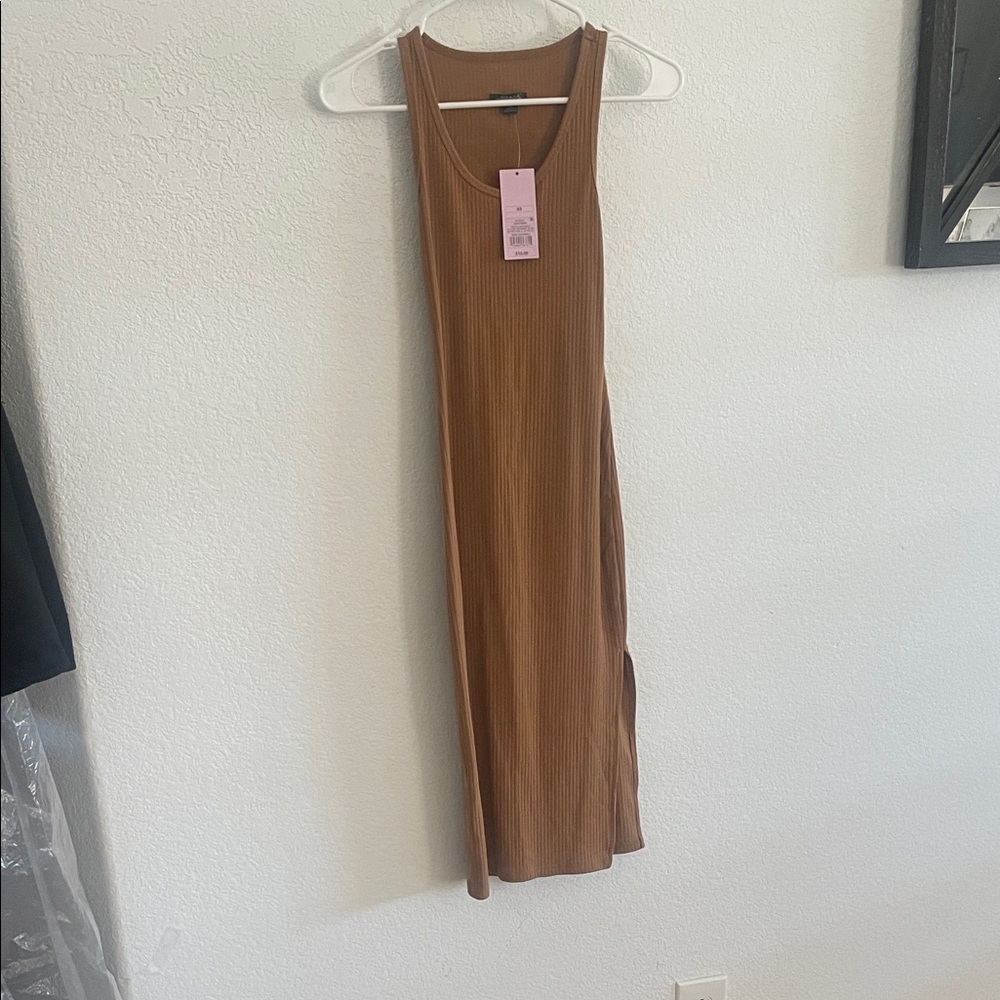 Wild Fable Tan Ribbed Midi Dress